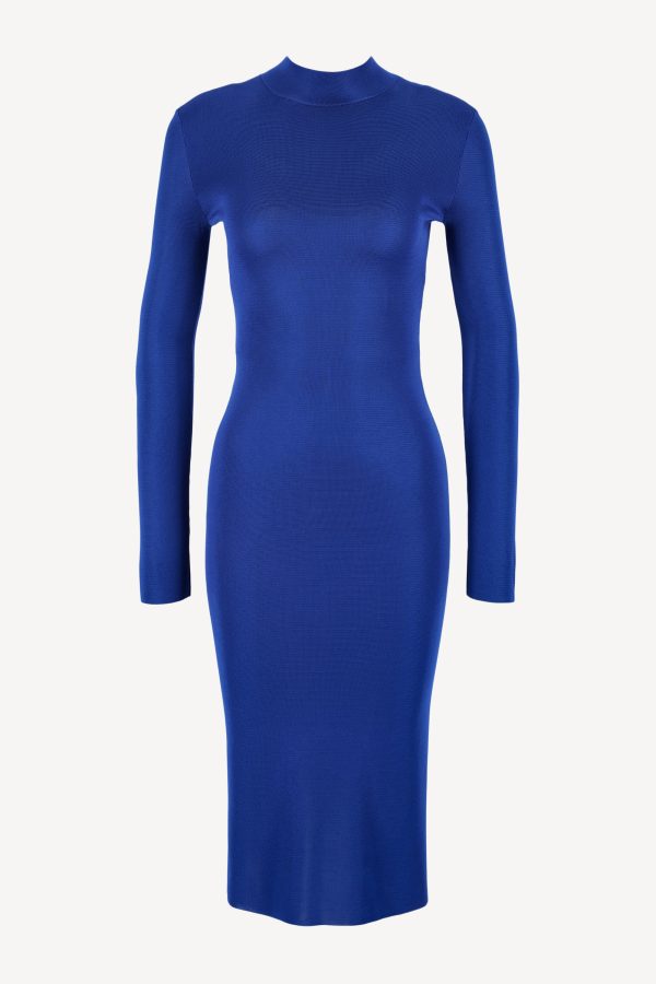 Knit Dress High Neck in Cobalt
