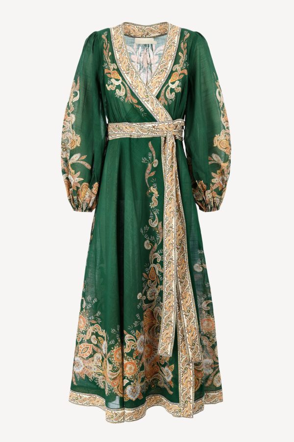 Emerald/Paisley Wrap Dress