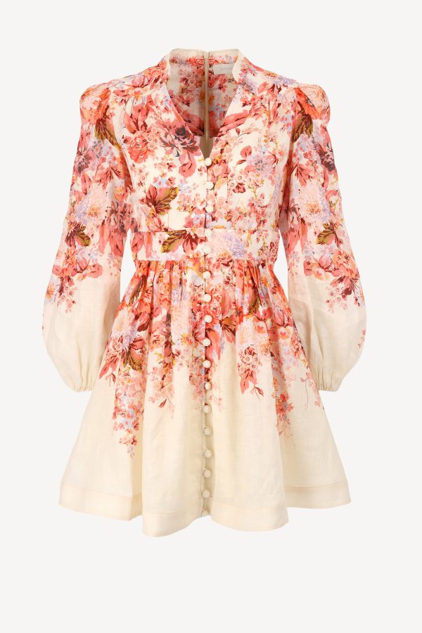 Dress Plunge in Cream Floral